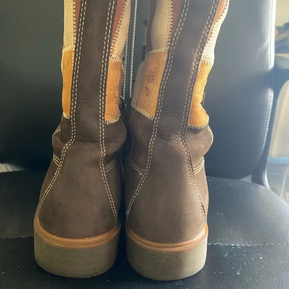Timberland Patchwork Knee-High Leather Boots Size 11 - Picture 12 of 16